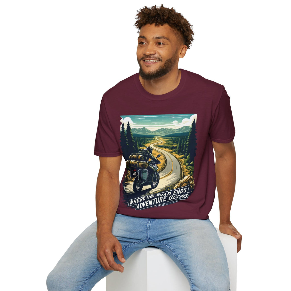 TeeFEVA T-Shirt ABR Loons | "Where The Road Ends, Adventure Begins" 2 | Stamp Style 001 | Unisex Heavy Cotton Tee