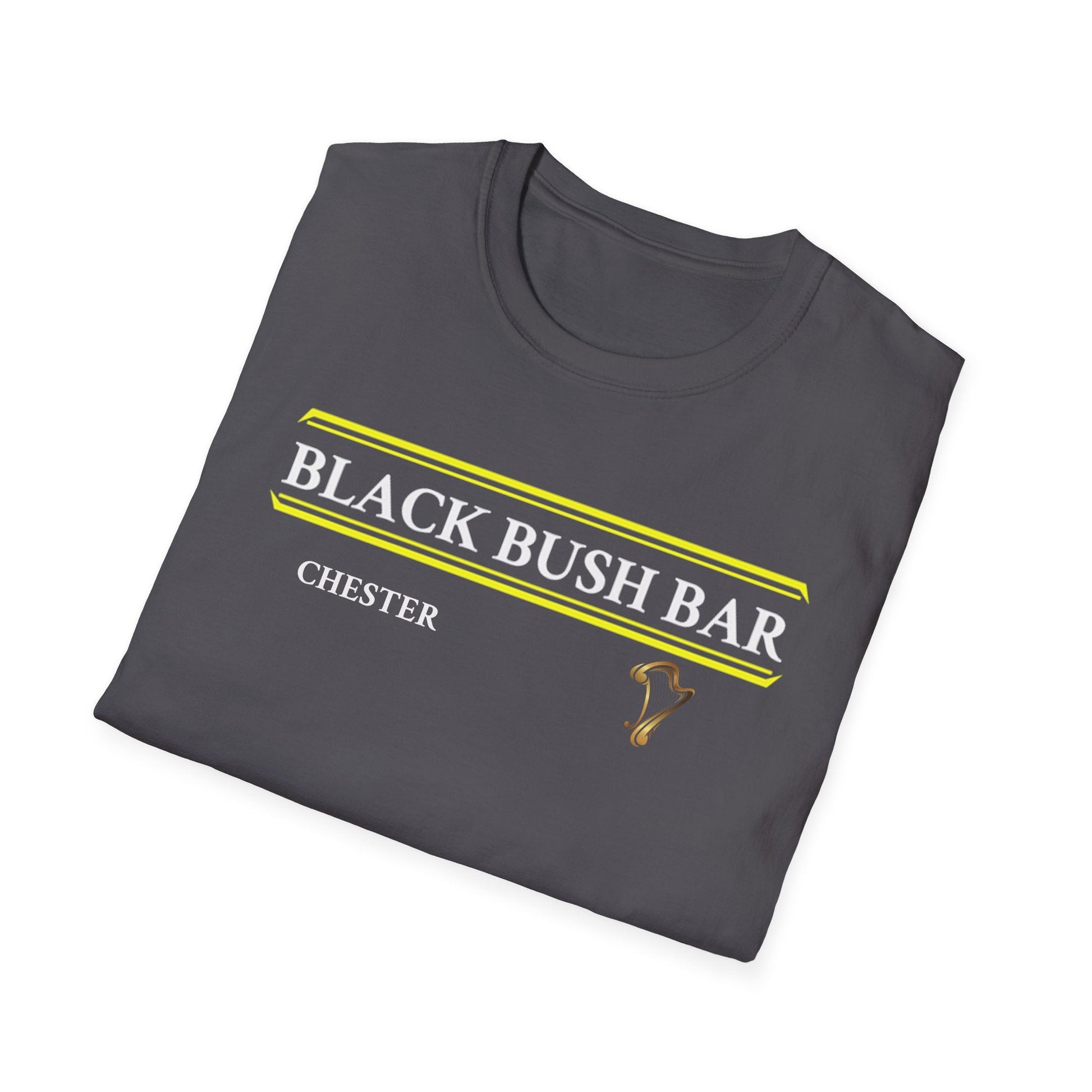 TeeFEVA T-Shirt Black Bush Irish Bar Chester — BLACK BUSH BAR - Front & Back Print