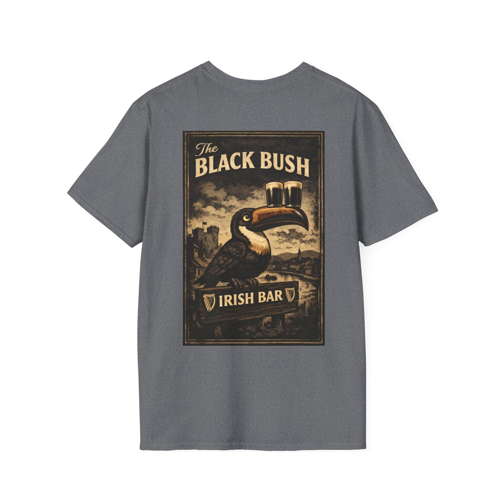 TeeFEVA T-Shirt Black Bush Irish Bar Chester — BLACK BUSH BAR - Front & Back Print