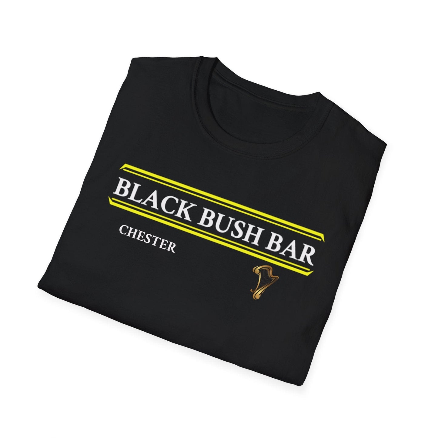 TeeFEVA T-Shirt Black Bush Irish Bar Chester — BLACK BUSH BAR - Front & Back Print