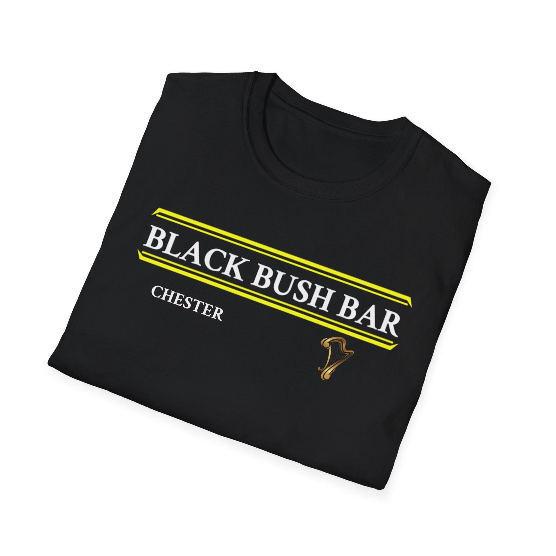 TeeFEVA T-Shirt Black Bush Irish Bar Chester — BLACK BUSH BAR - Front & Back Print