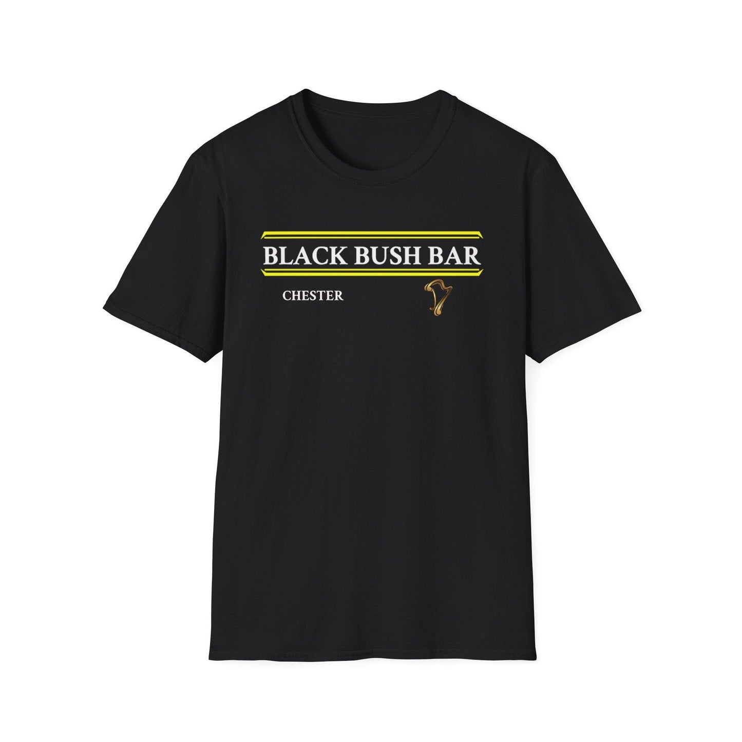 TeeFEVA T-Shirt Black Bush Irish Bar Chester — BLACK BUSH BAR - Front & Back Print