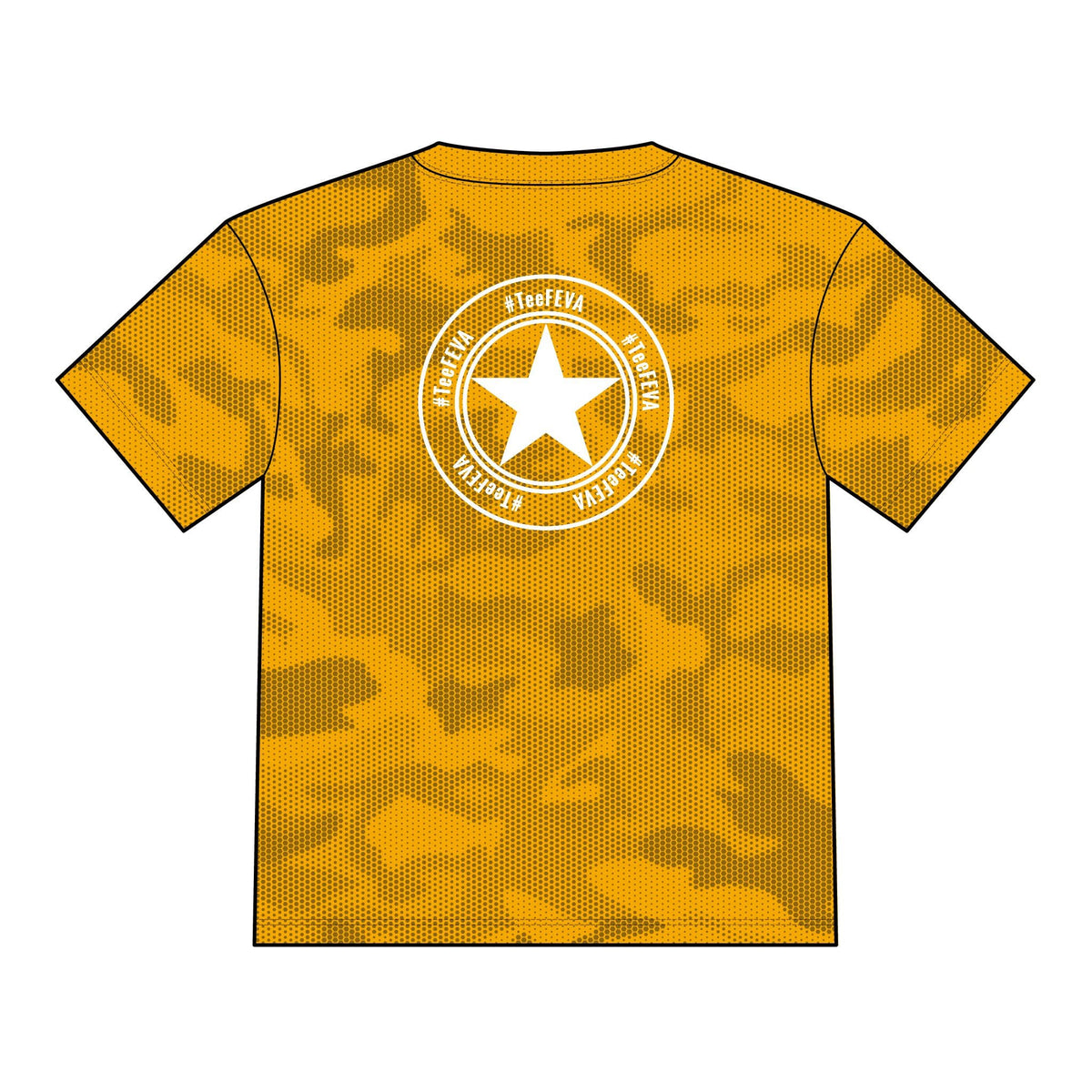 TeeFEVA T-Shirt Built Different Mountain Bike Tee — Orange Camo Outdoor Cycling Shirt