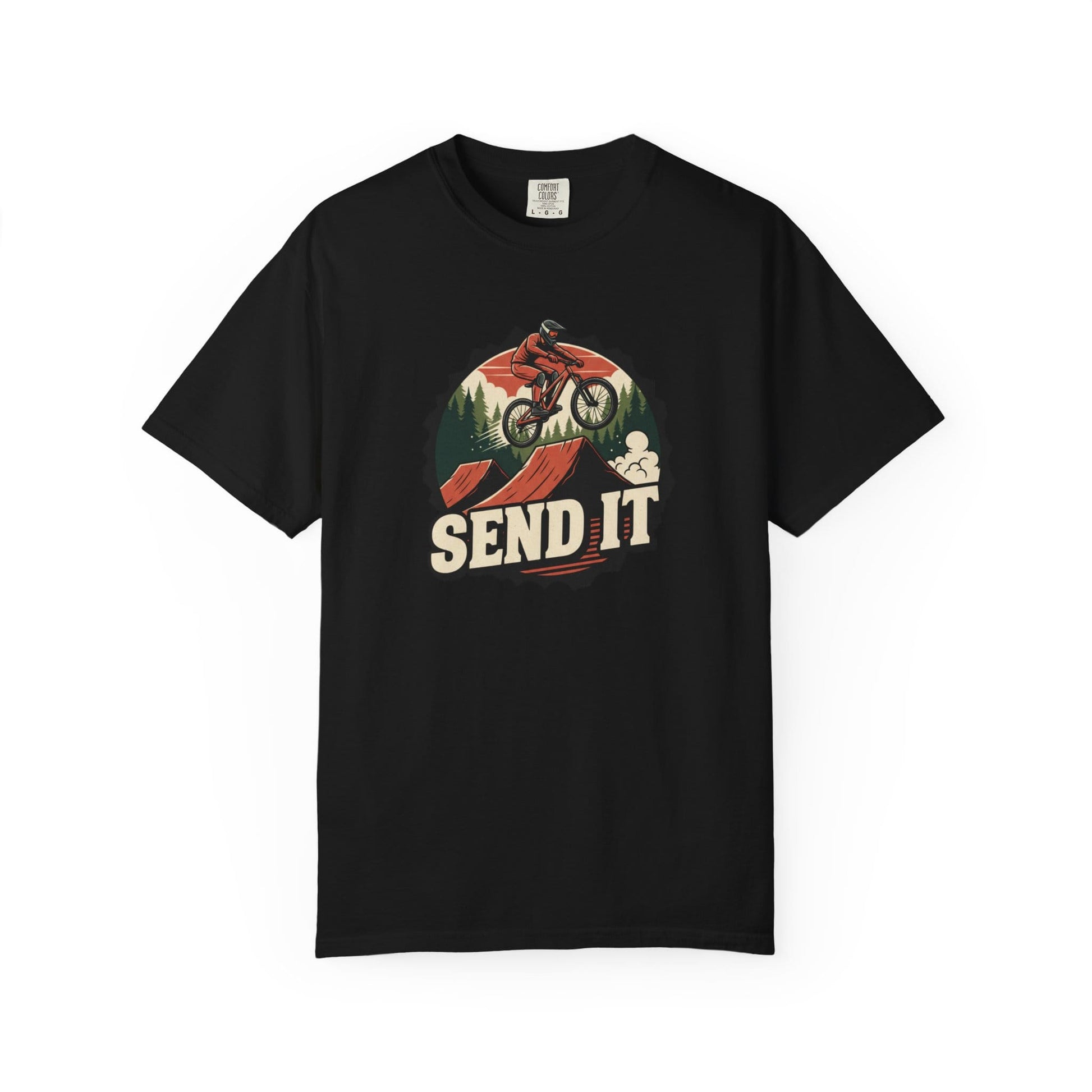 TeeFEVA T-Shirt "Send It" - Mountain Bike T-Shirt — Cog Layout - Vintage MTB Graphic Tee for Mountain Bikers Everywhere