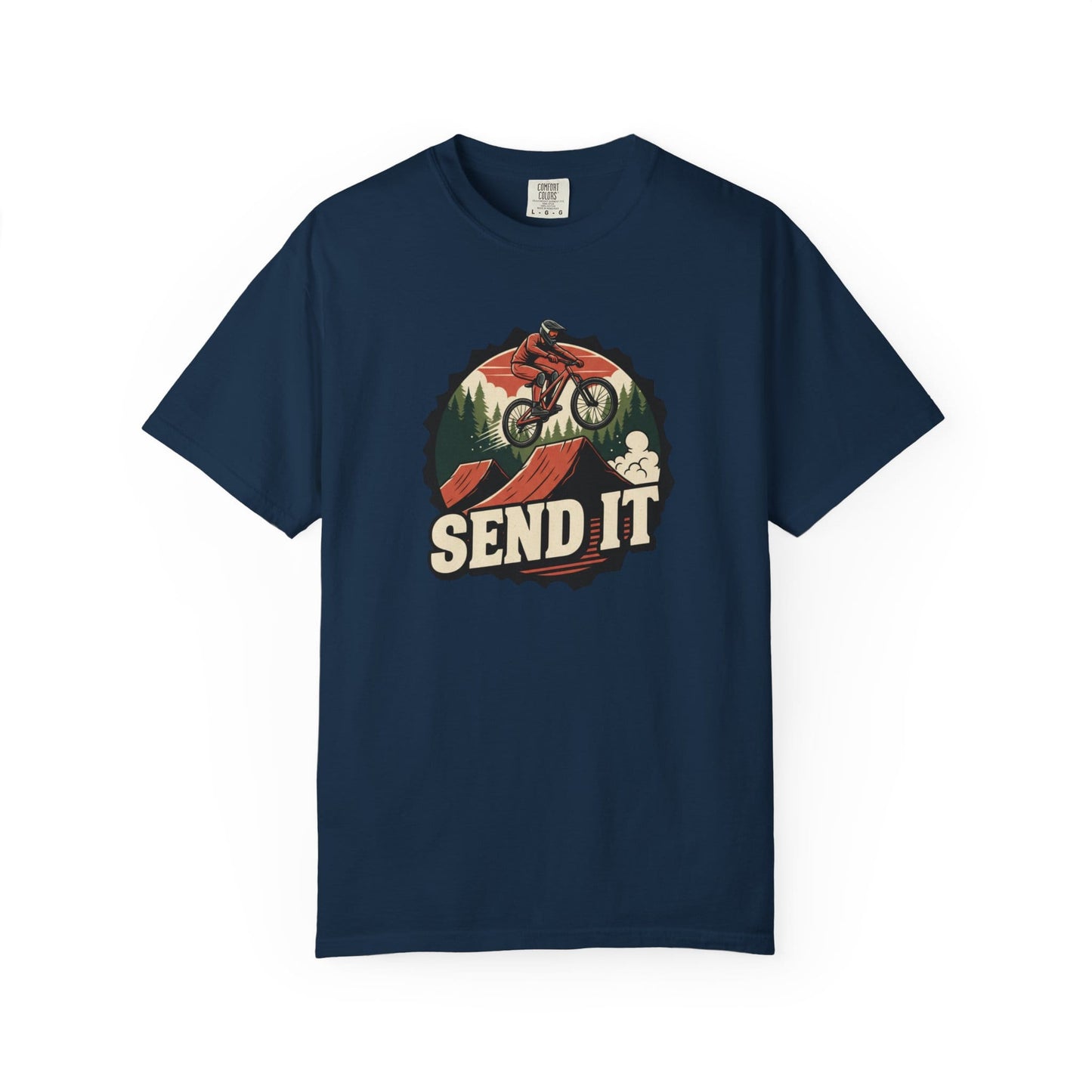 TeeFEVA T-Shirt "Send It" - Mountain Bike T-Shirt — Cog Layout - Vintage MTB Graphic Tee for Mountain Bikers Everywhere