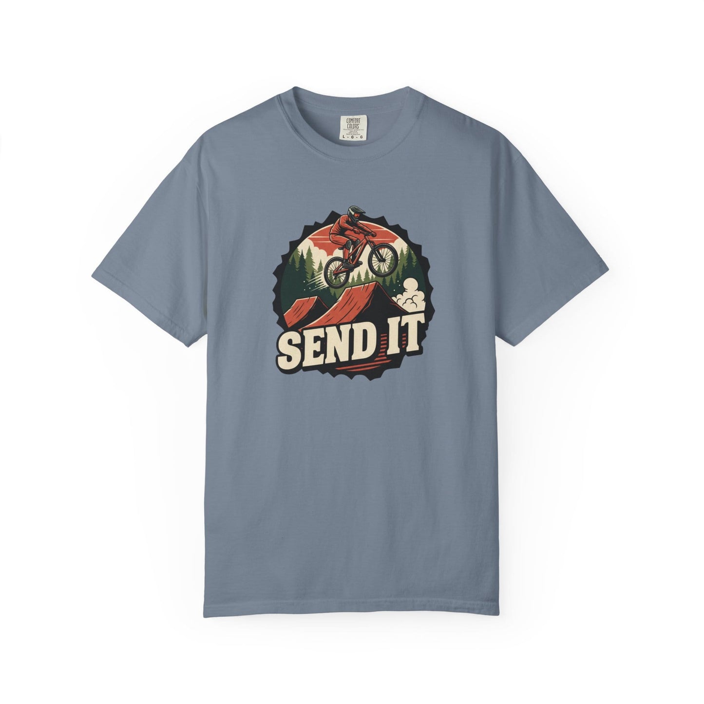 TeeFEVA T-Shirt "Send It" - Mountain Bike T-Shirt — Cog Layout - Vintage MTB Graphic Tee for Mountain Bikers Everywhere