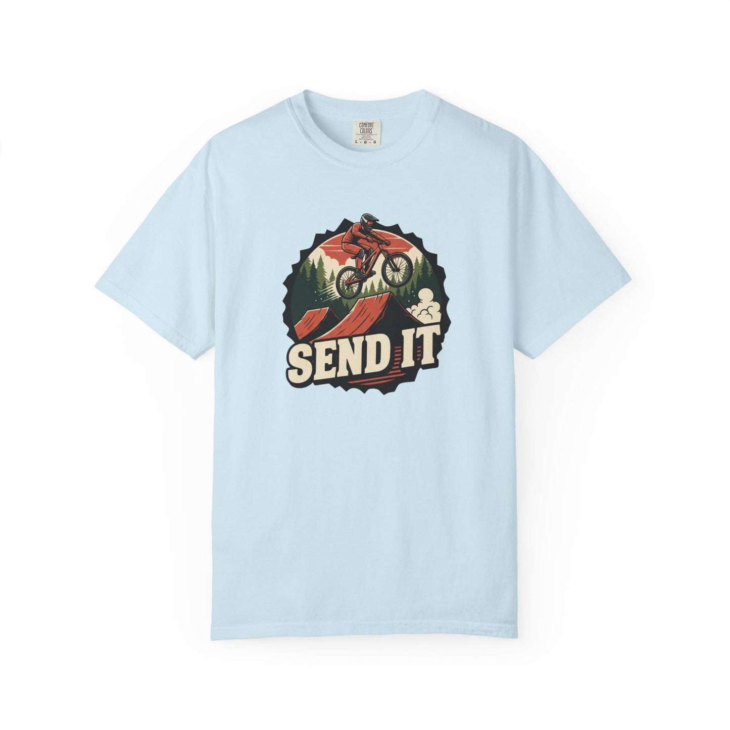TeeFEVA T-Shirt "Send It" - Mountain Bike T-Shirt — Cog Layout - Vintage MTB Graphic Tee for Mountain Bikers Everywhere