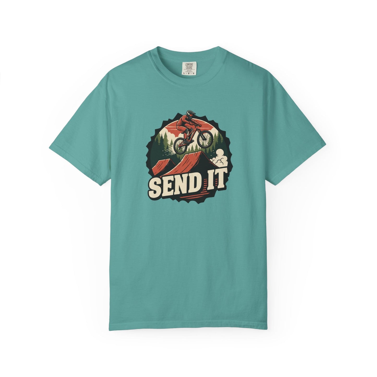 TeeFEVA T-Shirt "Send It" - Mountain Bike T-Shirt — Cog Layout - Vintage MTB Graphic Tee for Mountain Bikers Everywhere