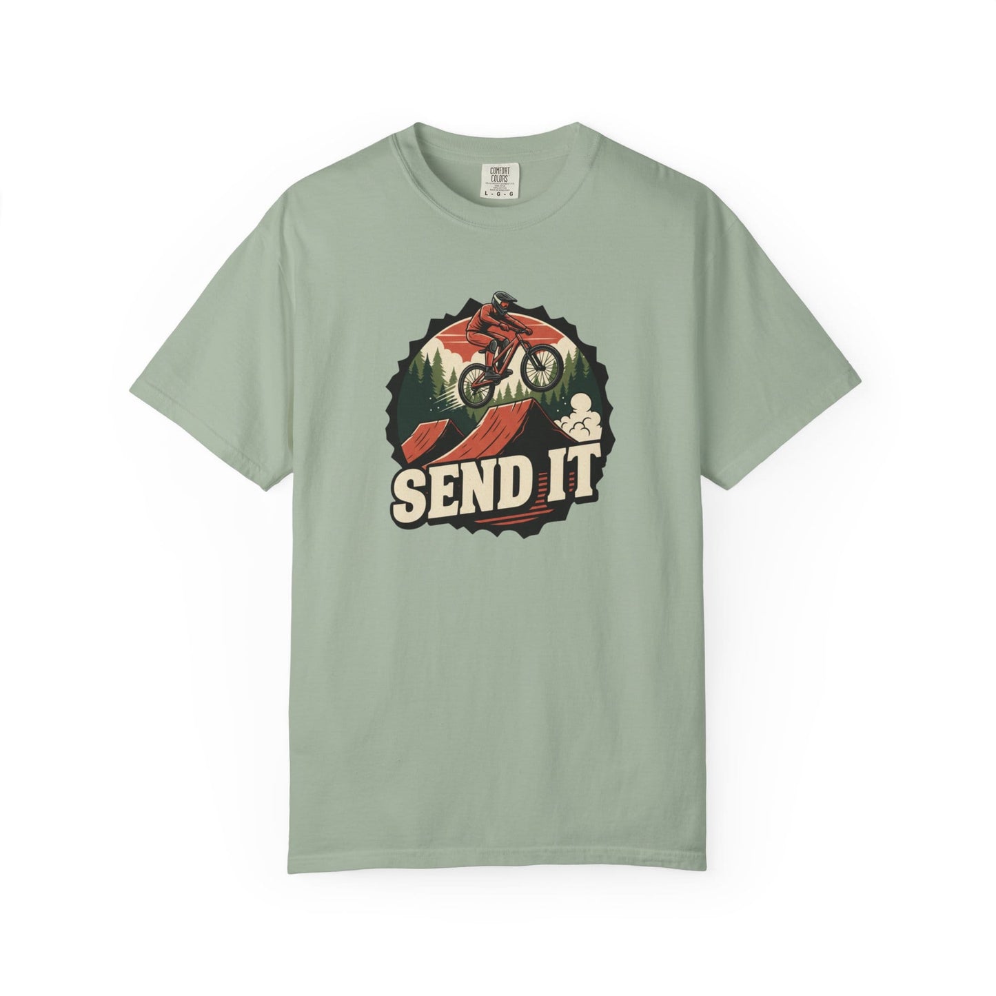 TeeFEVA T-Shirt "Send It" - Mountain Bike T-Shirt — Cog Layout - Vintage MTB Graphic Tee for Mountain Bikers Everywhere