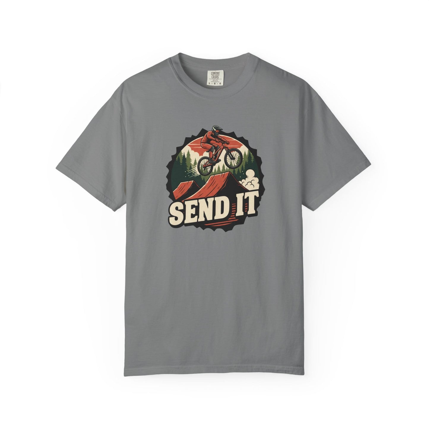 TeeFEVA T-Shirt "Send It" - Mountain Bike T-Shirt — Cog Layout - Vintage MTB Graphic Tee for Mountain Bikers Everywhere