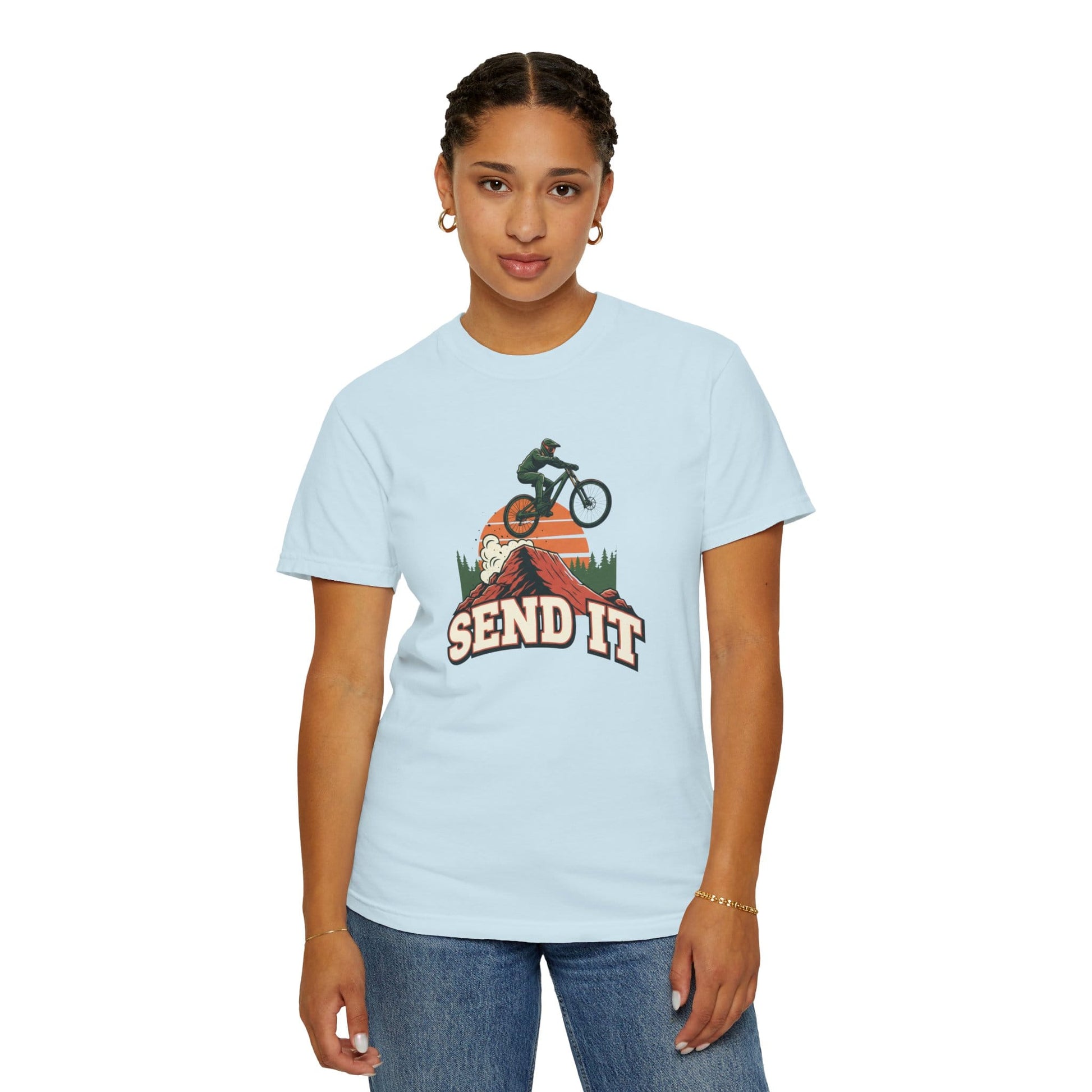 TeeFEVA T-Shirt "Send It" - Mountain Bike T-Shirt — Vintage MTB Graphic Tee for Mountain Bikers Everywhere