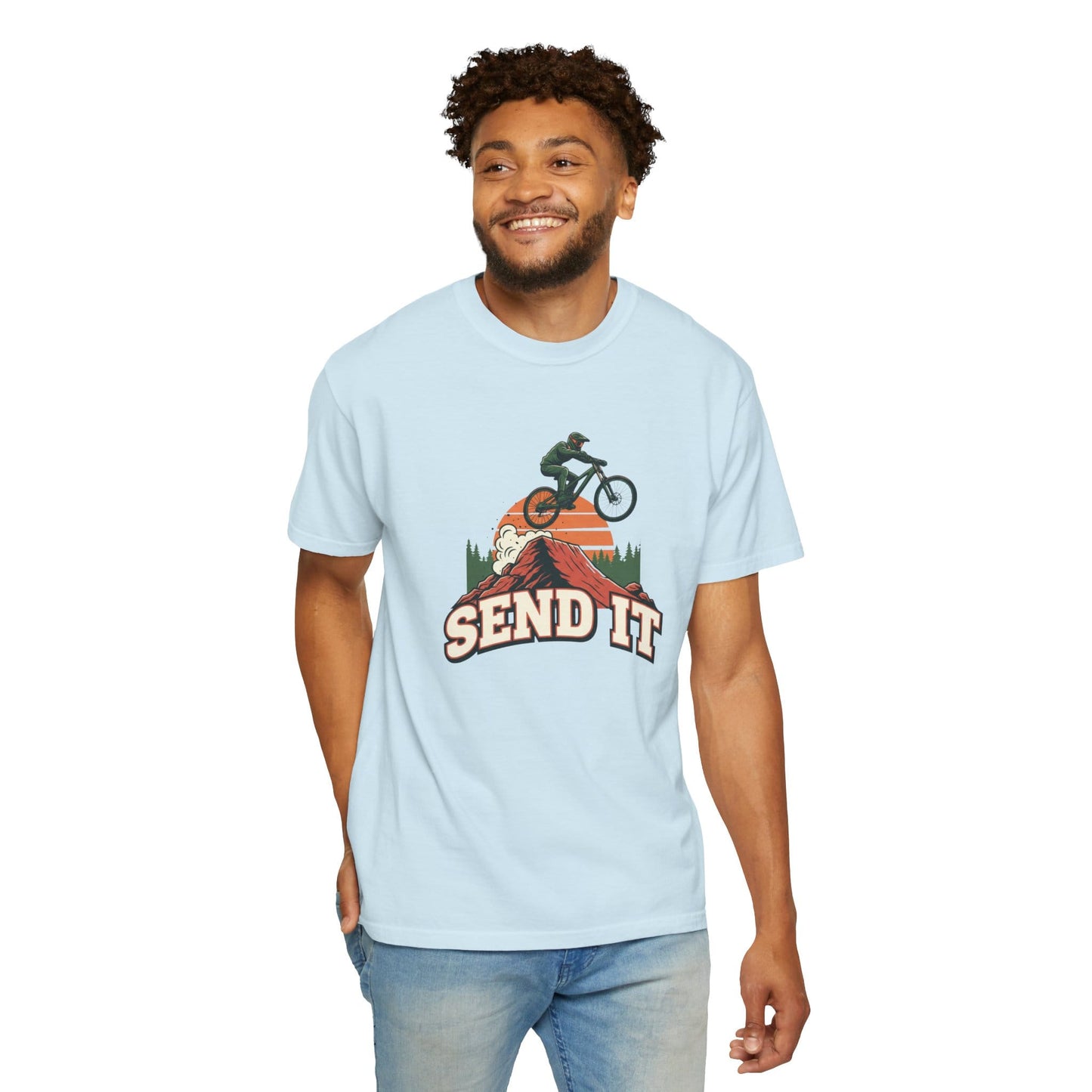 TeeFEVA T-Shirt "Send It" - Mountain Bike T-Shirt — Vintage MTB Graphic Tee for Mountain Bikers Everywhere