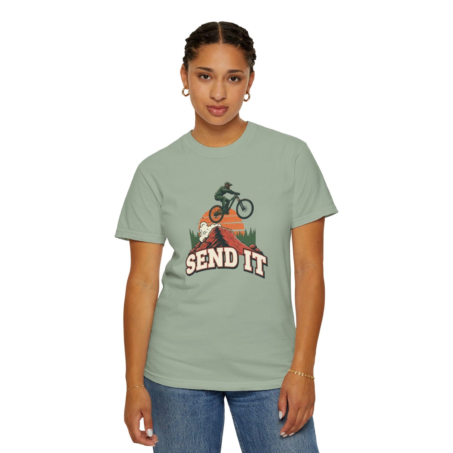 TeeFEVA T-Shirt "Send It" - Mountain Bike T-Shirt — Vintage MTB Graphic Tee for Mountain Bikers Everywhere