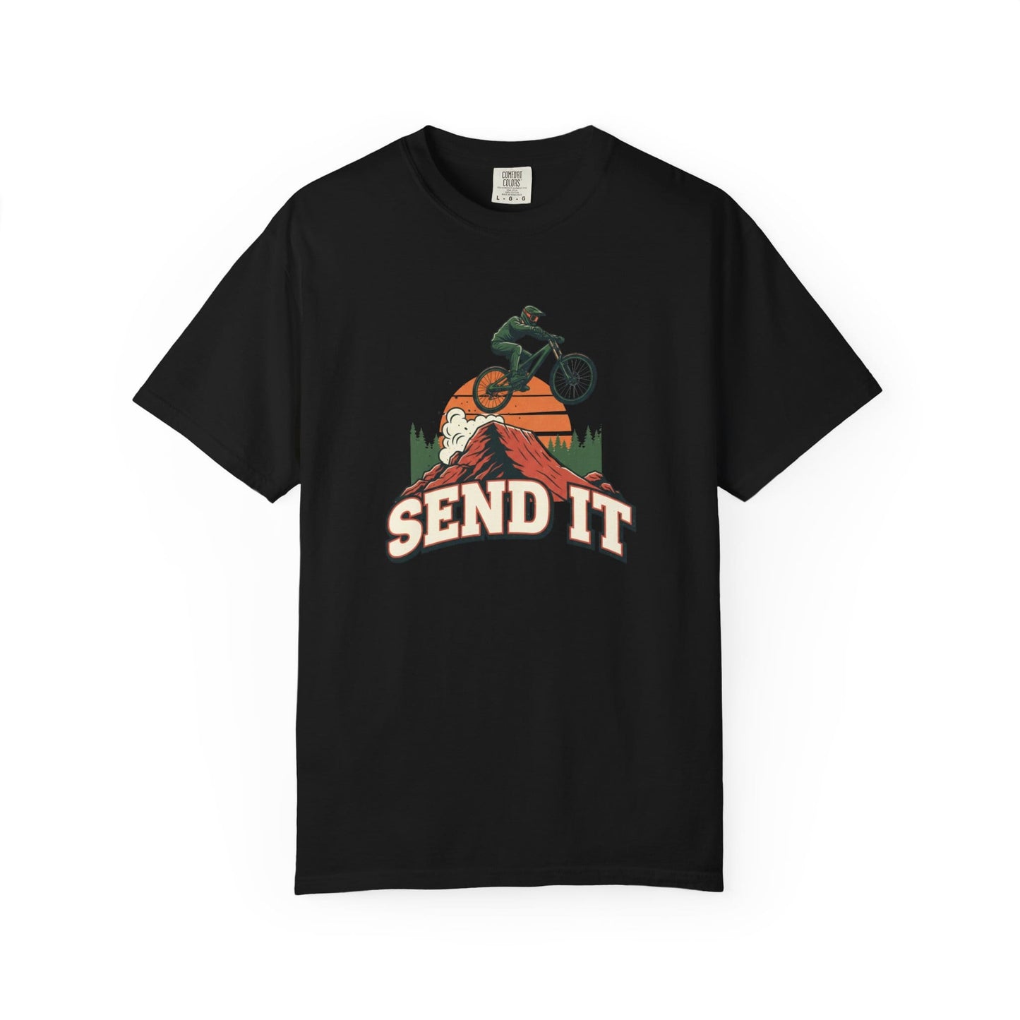 TeeFEVA T-Shirt "Send It" - Mountain Bike T-Shirt — Vintage MTB Graphic Tee for Mountain Bikers Everywhere