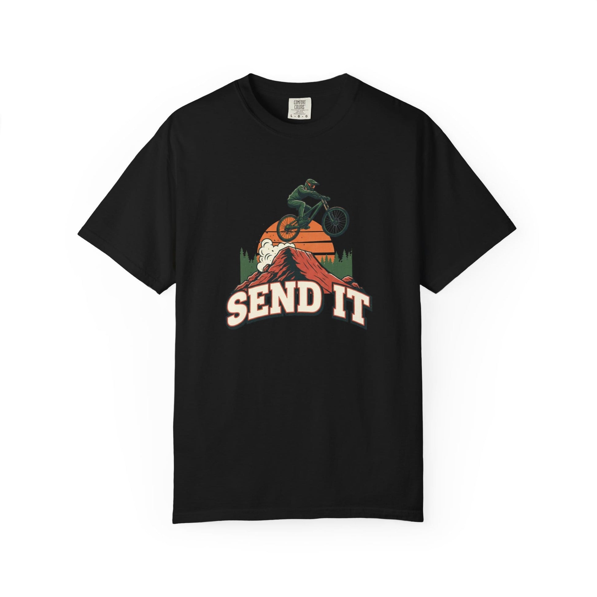 TeeFEVA T-Shirt "Send It" - Mountain Bike T-Shirt — Vintage MTB Graphic Tee for Mountain Bikers Everywhere