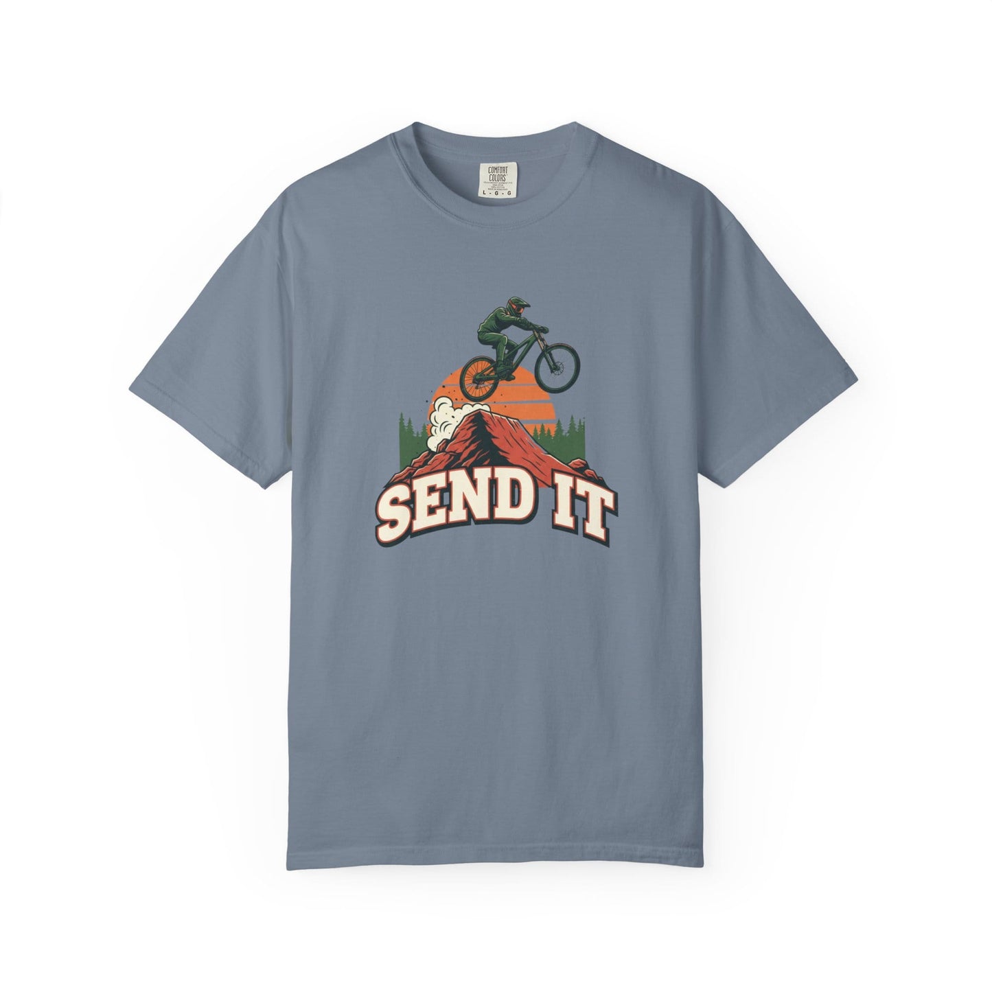TeeFEVA T-Shirt "Send It" - Mountain Bike T-Shirt — Vintage MTB Graphic Tee for Mountain Bikers Everywhere