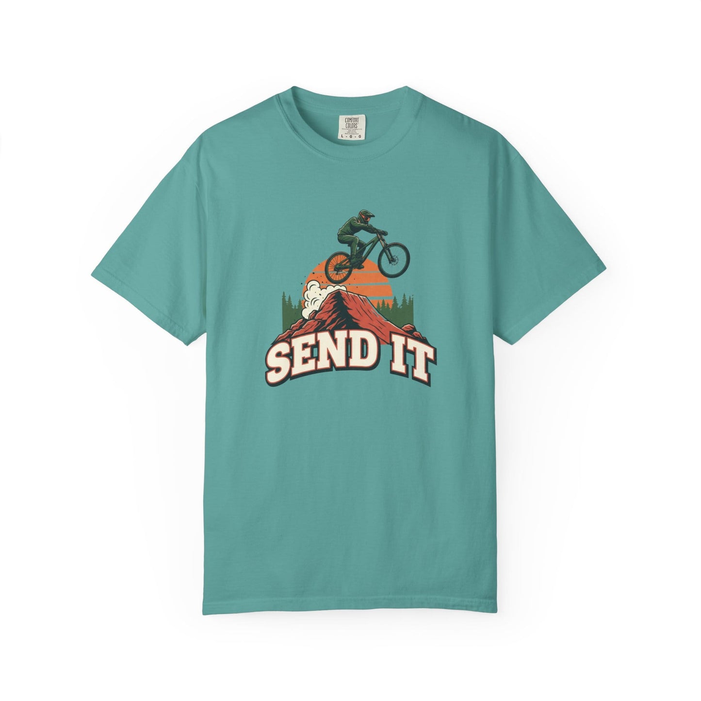 TeeFEVA T-Shirt "Send It" - Mountain Bike T-Shirt — Vintage MTB Graphic Tee for Mountain Bikers Everywhere