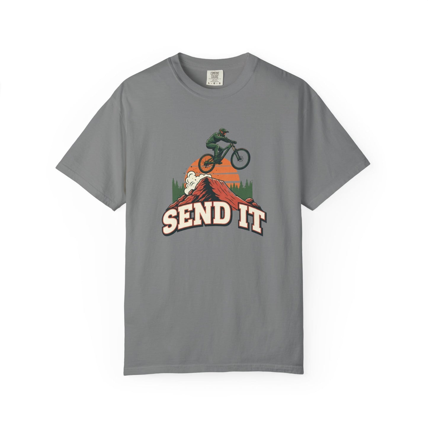 TeeFEVA T-Shirt "Send It" - Mountain Bike T-Shirt — Vintage MTB Graphic Tee for Mountain Bikers Everywhere