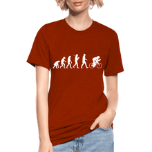 Load image into Gallery viewer, TeeFEVA Unisex Tri-Blend T-Shirt | Bella &amp; Canvas Unisex Tri-Blend T-Shirt - Evolution Bike