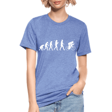 Load image into Gallery viewer, TeeFEVA Unisex Tri-Blend T-Shirt | Bella &amp; Canvas Unisex Tri-Blend T-Shirt - Evolution Bike