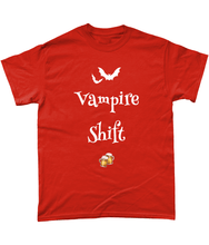 Load image into Gallery viewer, TeeFEVA T-Shirts We Love The Vampire Shift - White on