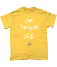 Load image into Gallery viewer, TeeFEVA T-Shirts We Love The Vampire Shift - White on