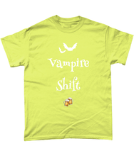 Load image into Gallery viewer, TeeFEVA T-Shirts We Love The Vampire Shift - White on