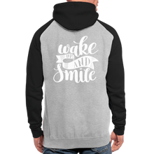 Load image into Gallery viewer, TeeFEVA Unisex Baseball Hoodie | AWDis Unisex Baseball Hoodie | Wake Up &amp; Smile