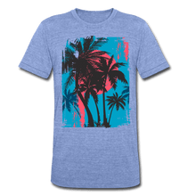Load image into Gallery viewer, TeeFEVA Unisex Tri-Blend T-Shirt | Bella &amp; Canvas Unisex Summer T-Shirt | Palms on blue sky