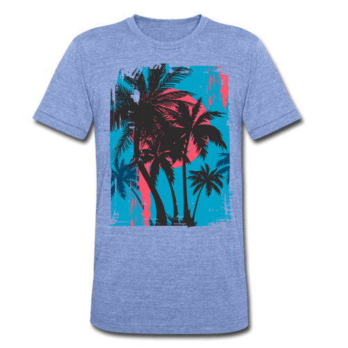 TeeFEVA Unisex Tri-Blend T-Shirt | Bella & Canvas Unisex Summer T-Shirt | Palms on blue sky