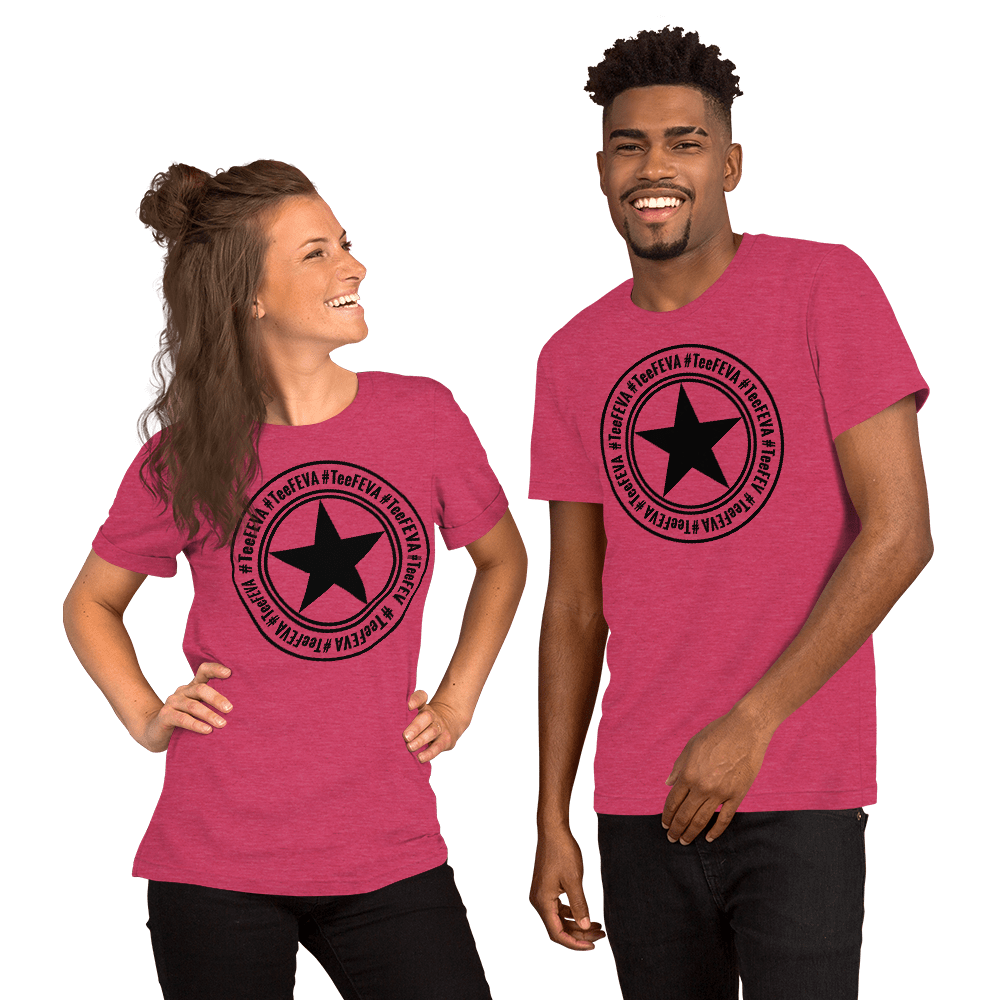 TeeFEVA Unisex TShirt | 8 Point TeeFEVA Black Stamp | Multi Tee Colours (MTC)